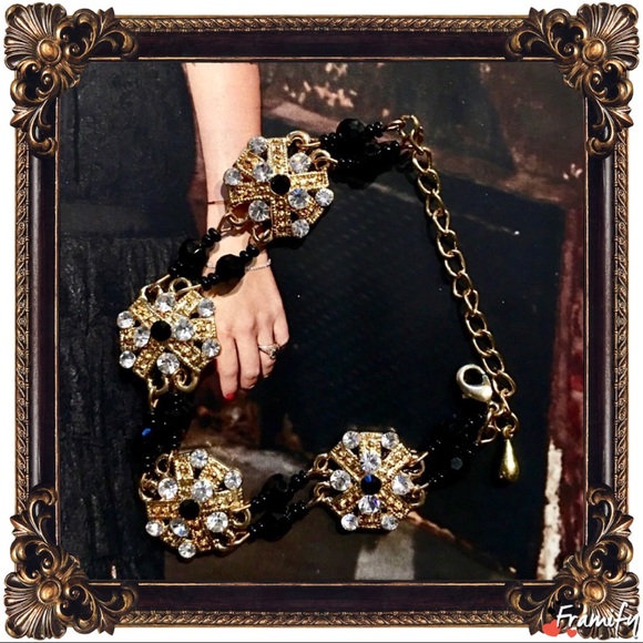 Fashion Crystal Black Beads Golden Bracelet - Picture 4 of 6